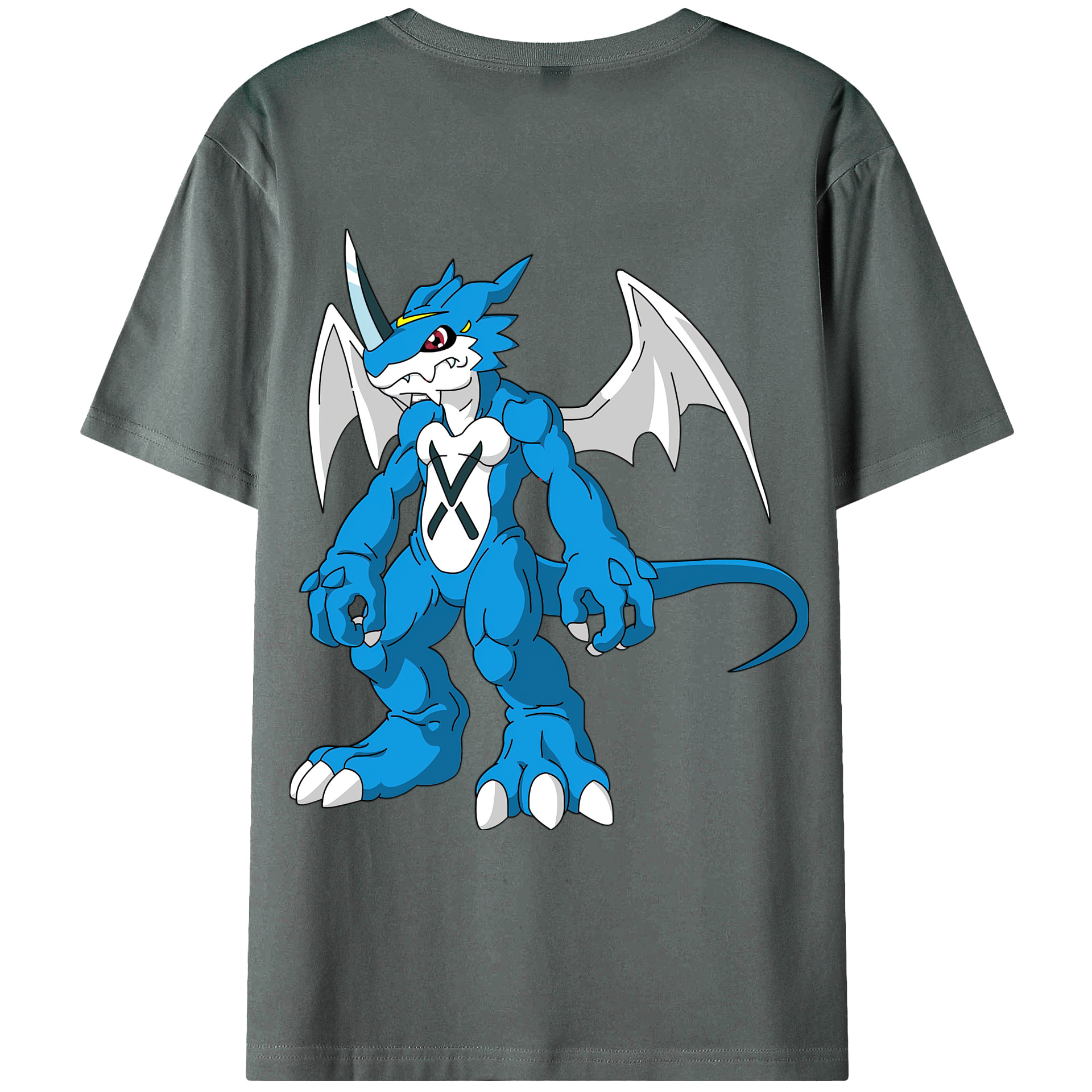 （画像用） Digimon デジタルモンスター/デジモン 綿100％ メンズ半袖Tシャツ（バックプリント） 通気性